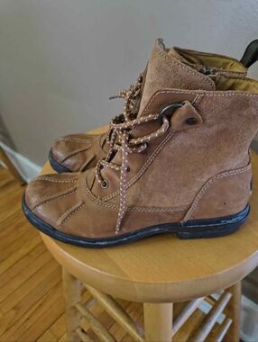 UGG Chestnut Suede Lace-Up Ankle Boot with Side Buckle
